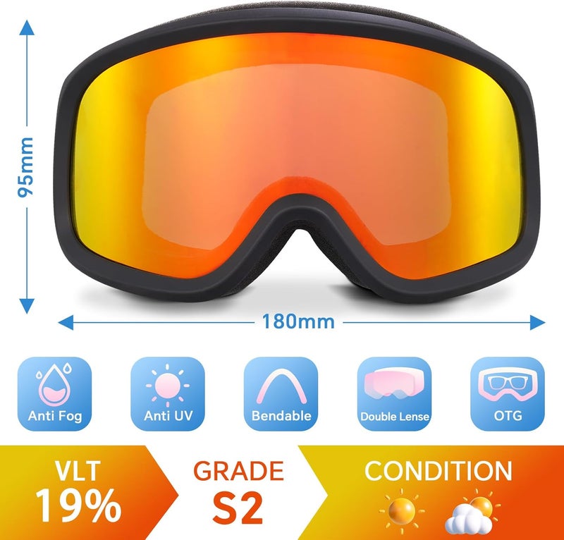 Keary Ski Goggles Men Women Snowboard Goggles Snow Goggles for Adult Youth OTG 100% UV Protection Snowboarding Goggle - Image 2